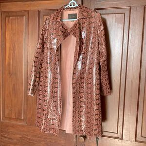 Blank NYC NWT Sneak Attack Faux Snake Skin Pink Long Trench Coat Sz S $128